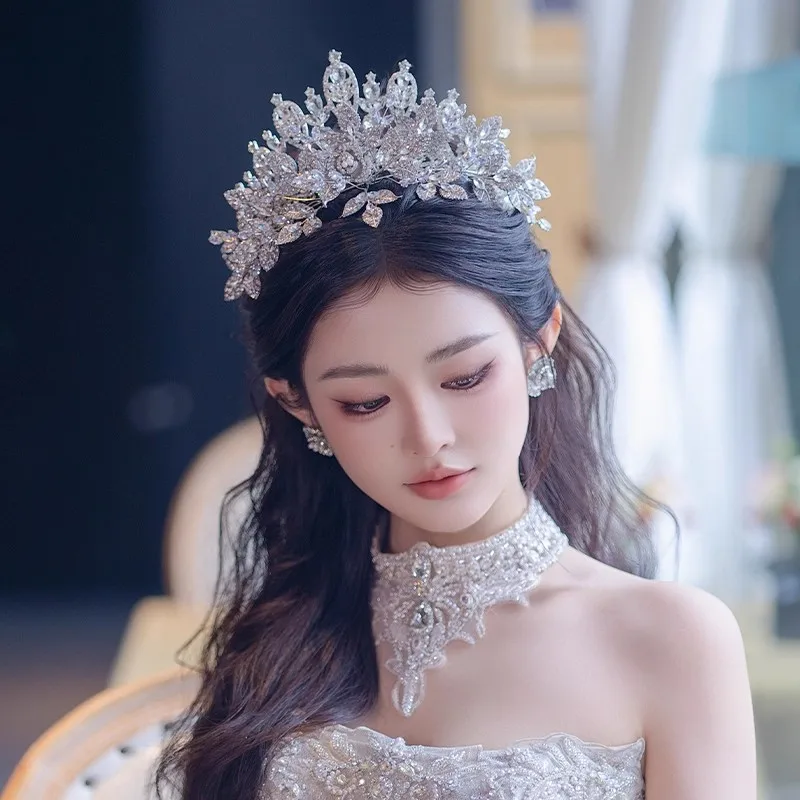 Y Роскошный, элегантный и изысканный свадебный головной убор с короной, красивые серьги принцессы, аксессуары для свадебного стиля