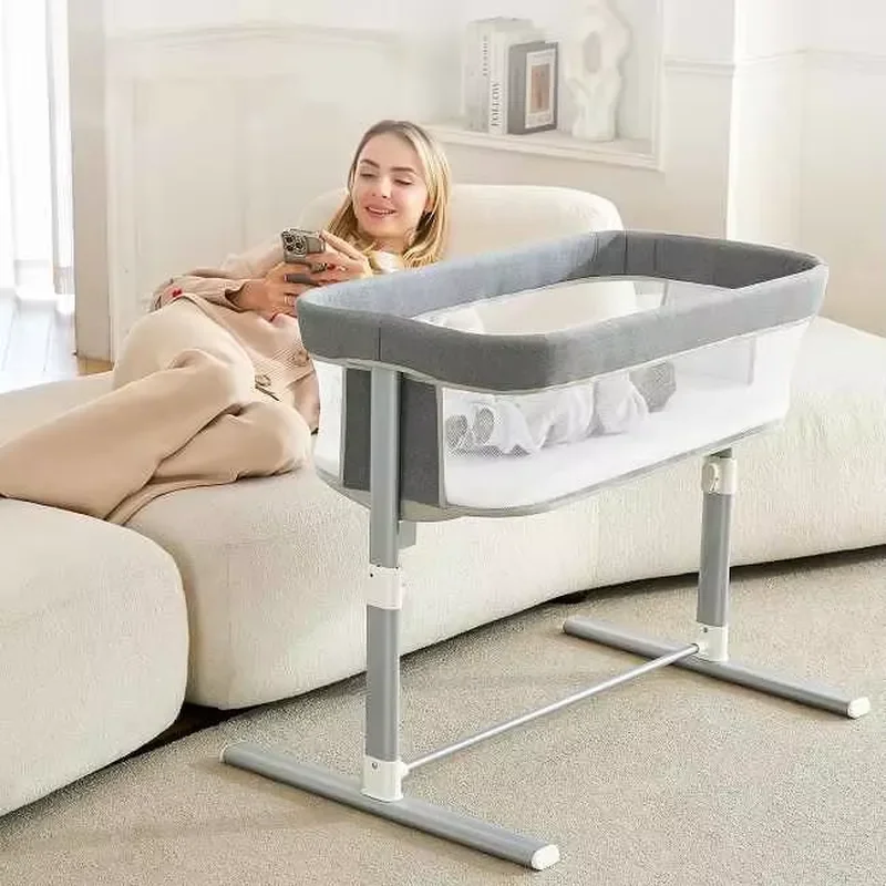Factory Hot Sale OEM Baby Cradle Crib 8 Adjustable Height Suitable for Mom and Dad Bed Breathable Mesh Stable