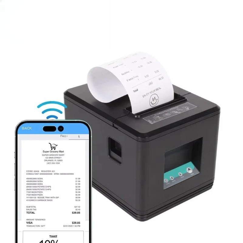 POS System Small Business Buy Thermal Receipt Printer ZY907 Inkless 80mm WIFI Pos Printer