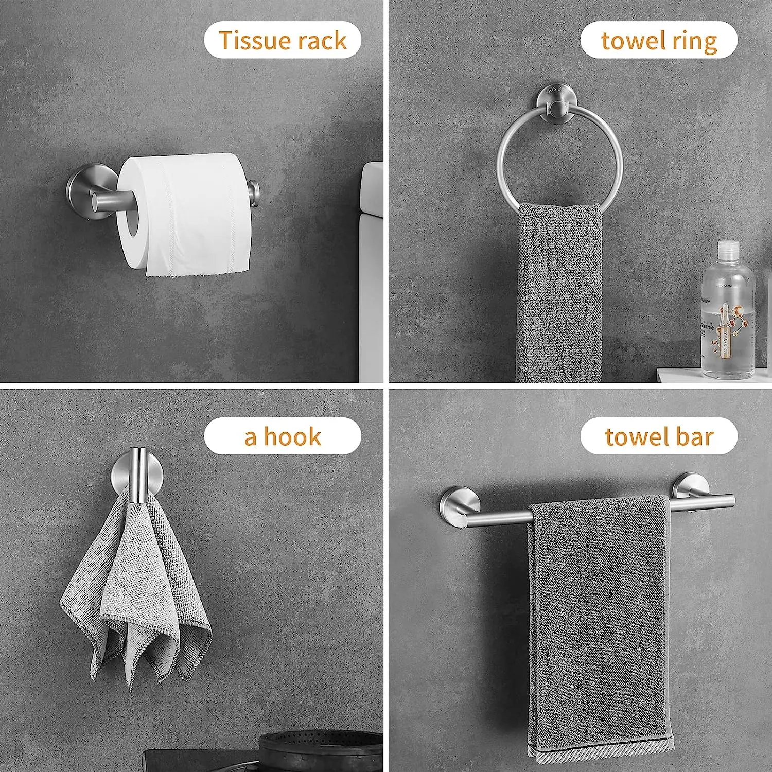 Bathroom Hardware Set Accessories Black Shelf Robe Hook Hanger Towel Rail Bar Rack Tissue Paper Holder Stainless Steel Hardware