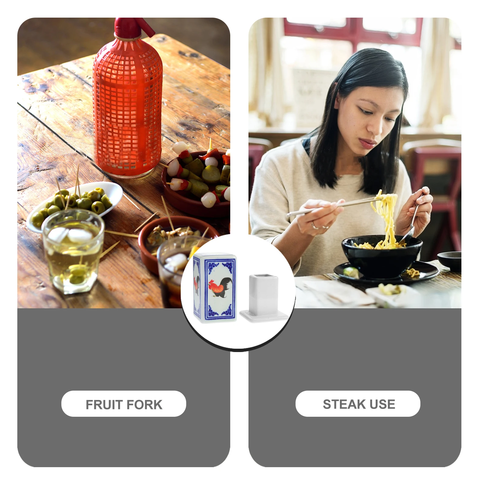 

1Pcs Rooster Design Toothpick Dispenser Ceramic Jar Dust-Proof Large Capacity Home Office Table Decor Blue Toothpick Holder