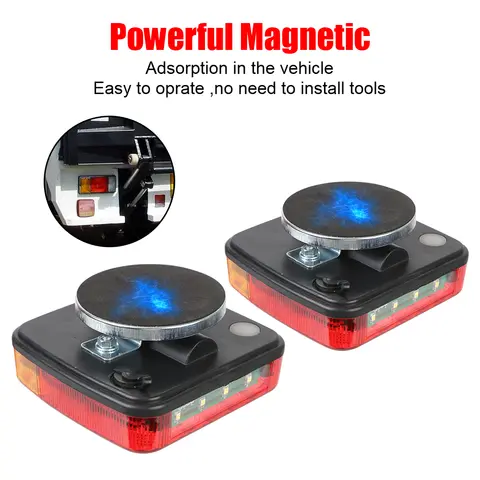 충전식 무선 반사 렌즈 트럭 미등 브레이크 라이트 LED 트레일러 후면 테일 회전 신호 램프 캐러밴 캠핑카 트럭