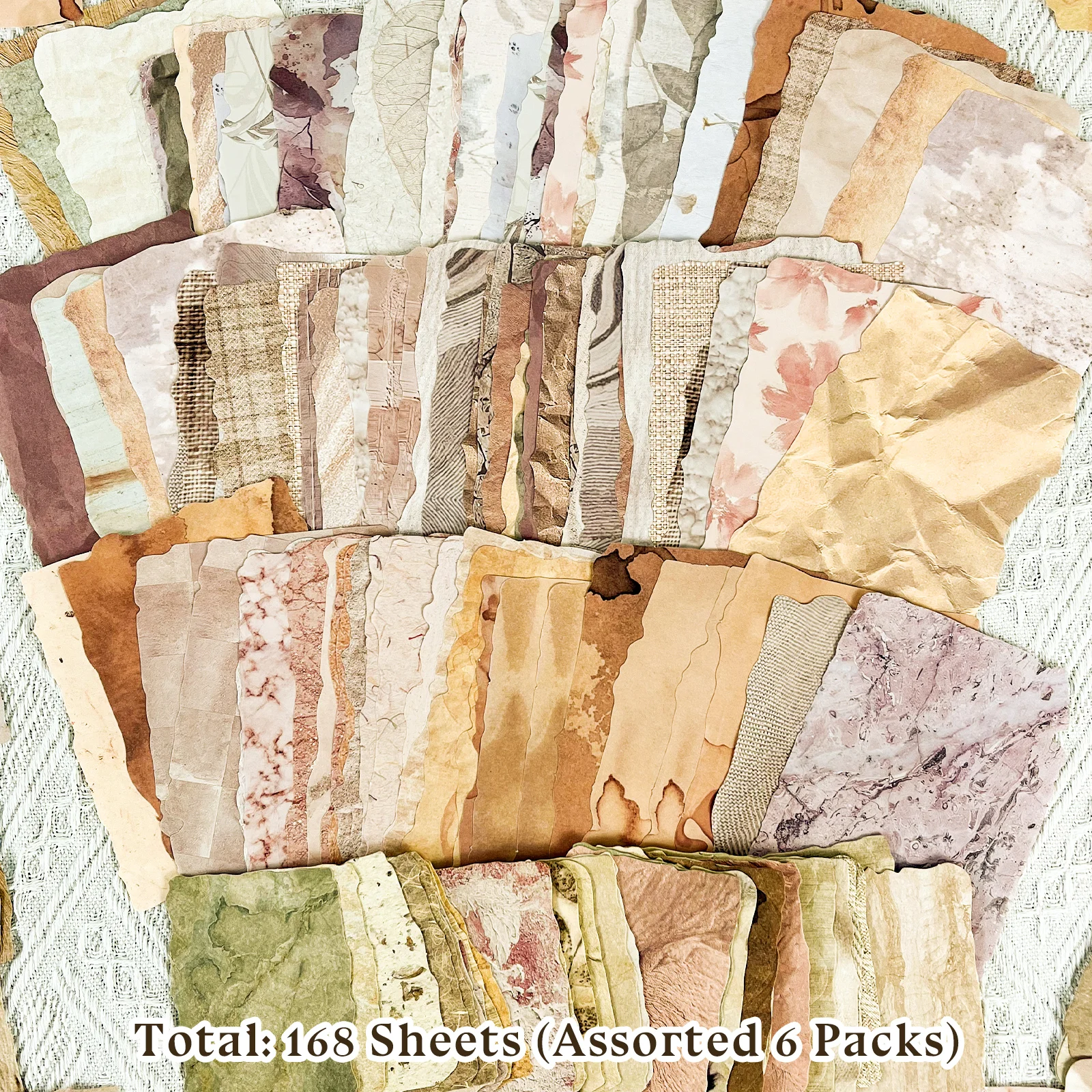 Materialpapier 168 Blatt Textur Vintage-Stil Handbuch DIY Scrapbook & Journal Fotoalbum Dekoration Hintergrundpapier