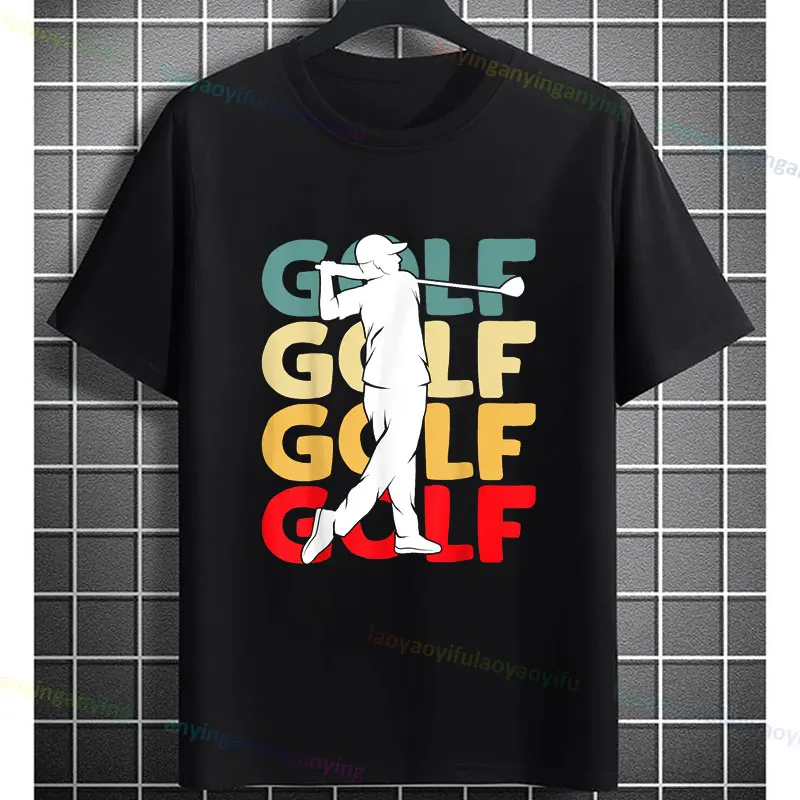 Golf Club Golfing Golfer Graphic T-Shirt Casual Short-sleev Pure Cotton Crewneck Tshirt for Daily Wear