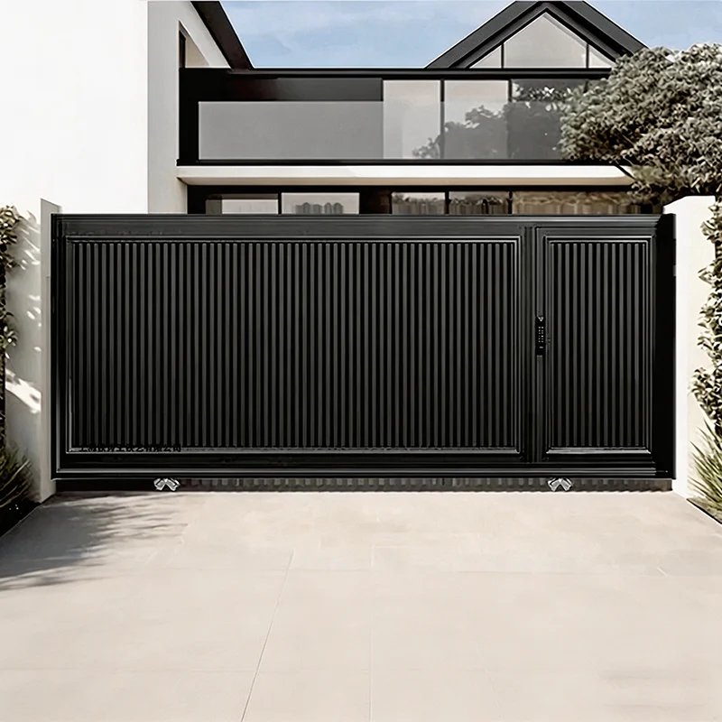 

Luxury Aluminum Driveway Gate for Villa Courtyard Automatic Electric Sliding Folding Security Entrance Rustproof Aluminum Alloy