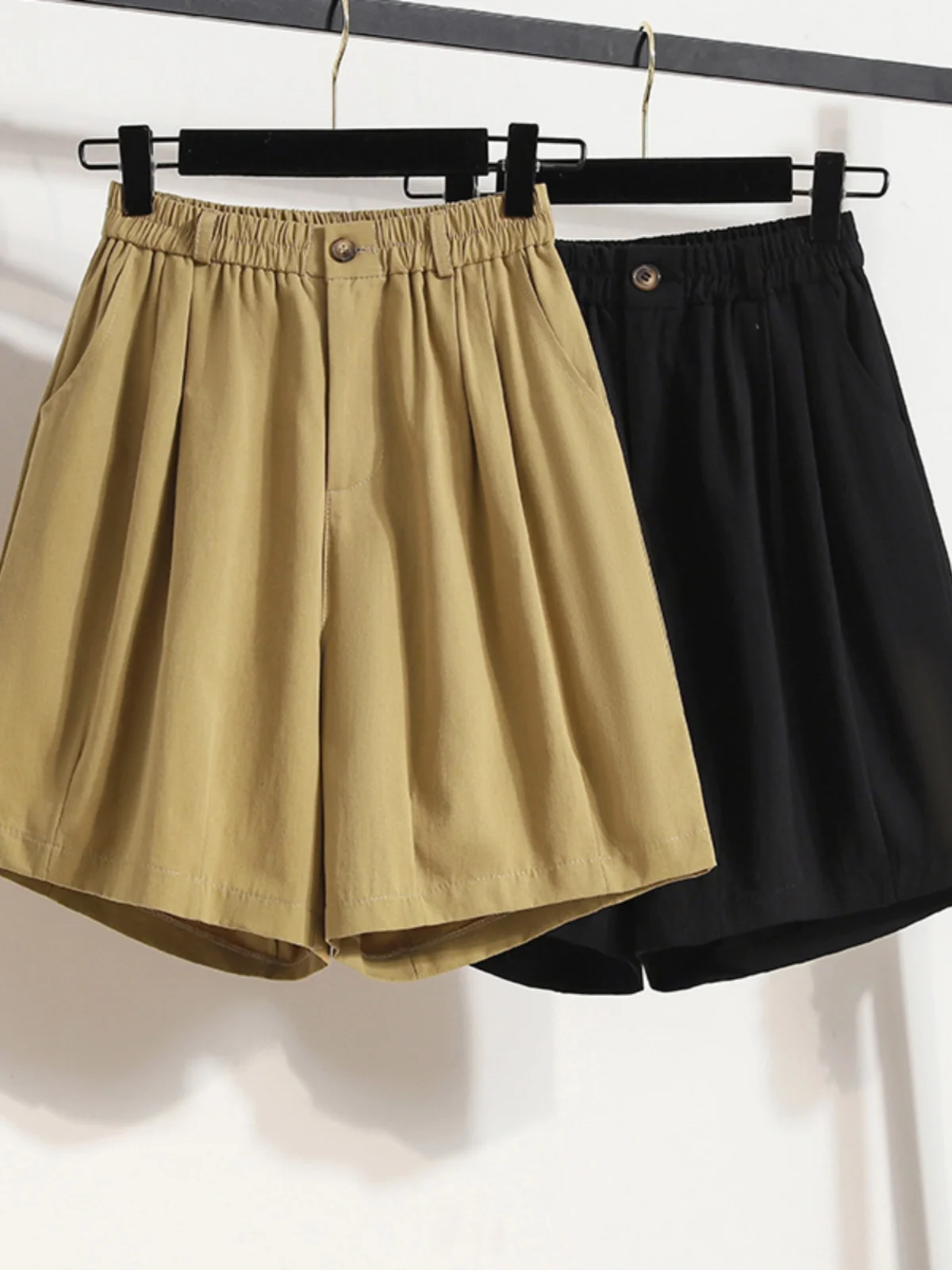 Loose High Waist Wide Leg Cotton Shorts Asymmetric Design plus Size Women's Casual Pants Commute Style Korean Version