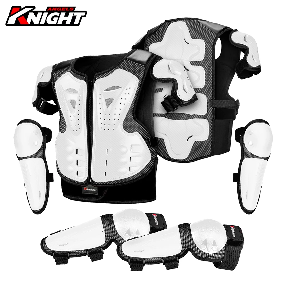 Children's Motorcycle Armor Vest Back Protection Motocross Full Body Armor Anti-Fall Motorbike Riding Equipment Elbow Knee Pads
