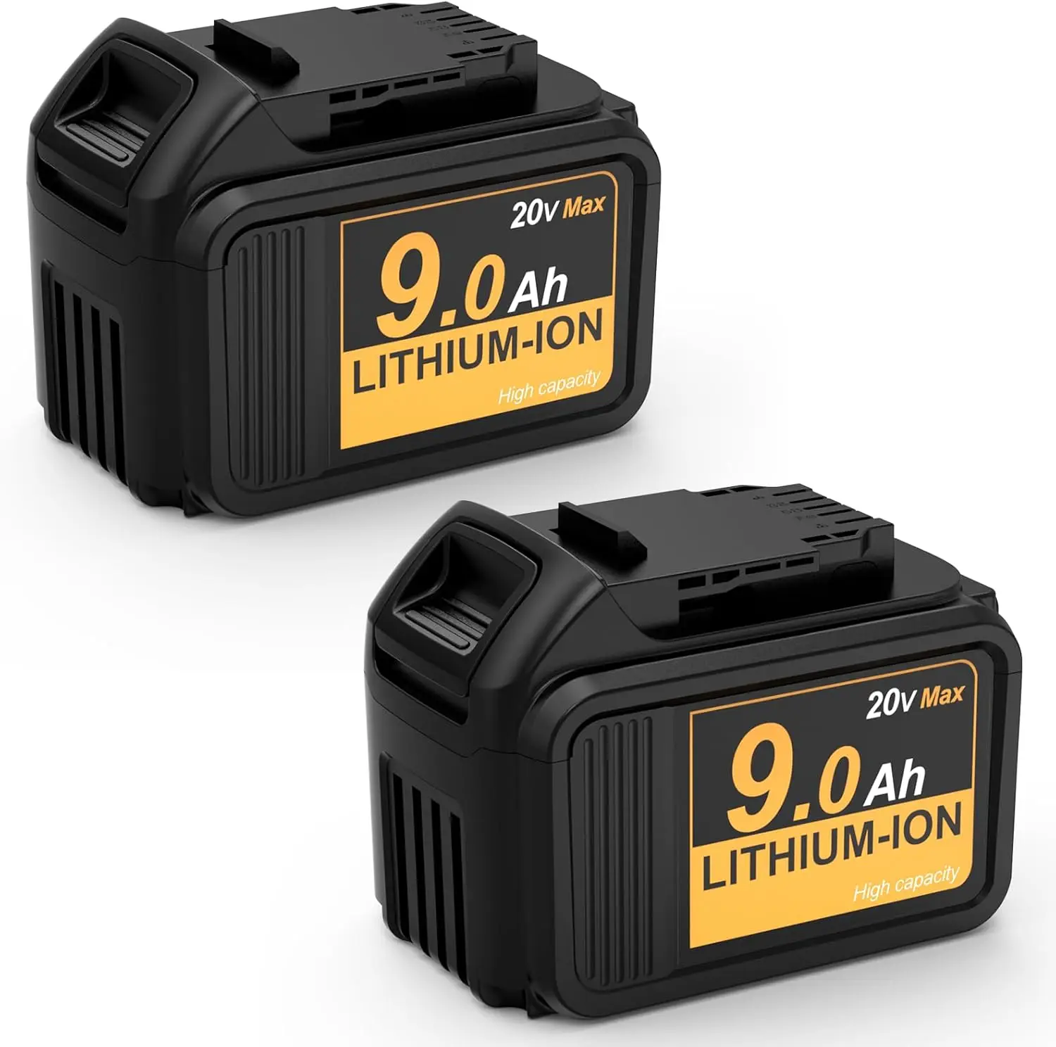 2 Pack 9.0Ah Li-ion Battery Replacement for Dewalt 20V Battery with LED Indicator Compatible with 20V DCB204 DCB206 DCB200-2 DCB