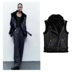 ETJ2023 autumn and winter new black fur waistcoat sleeveless coat chalecos para mujeres Warm everything Women's vest