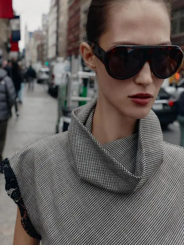 

Асимметричный дизайн, кружевной топ-стойка с воротником-стойкой, модный топ на осень-зиму, милый, приятный для кожи, дышащий