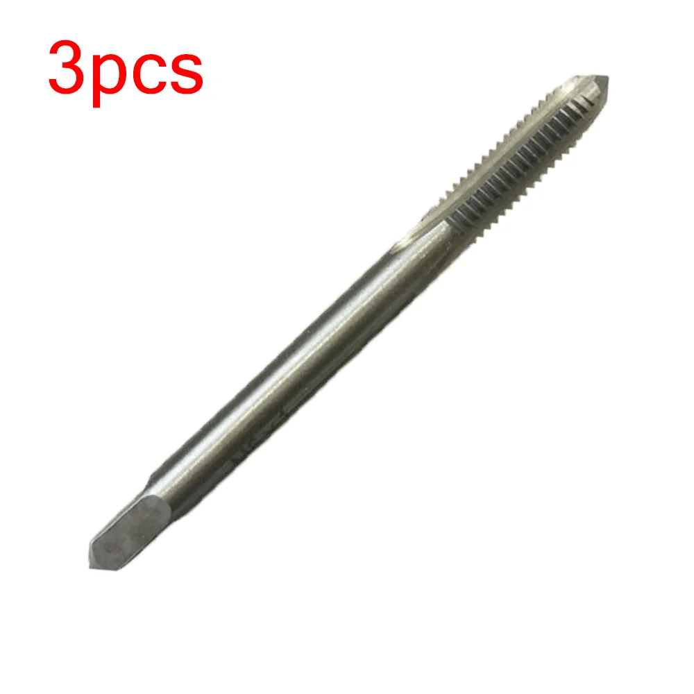 Alloy Steel Tap Set 3pcs #10-32 NF Taper Bottoming Tap Straight Flute Uncoated Bright Finish for Machinery Assembly Tasks