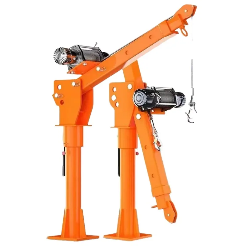 Vehicle-mounted crane 500kg 800kg 1 ton 2 ton,small crane with electric winch,gearbox,motor bearing 2.2m lifting height,portable