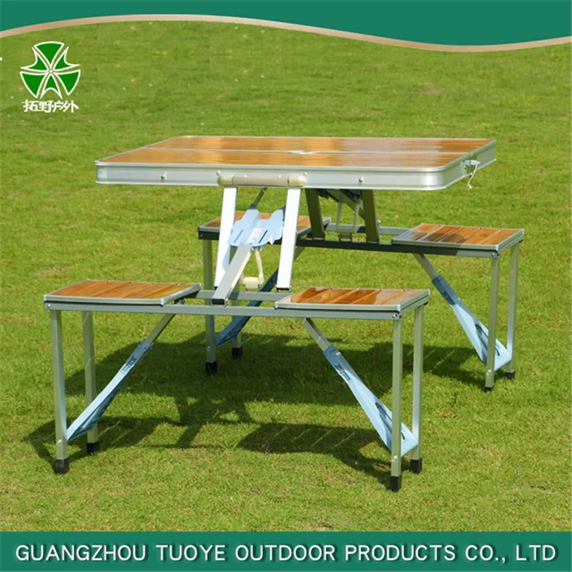 Tuoye Outdoor Portable Foldable Storage Folding Collapsible Camping Camp Picnic Table And Chairs Set For Camping