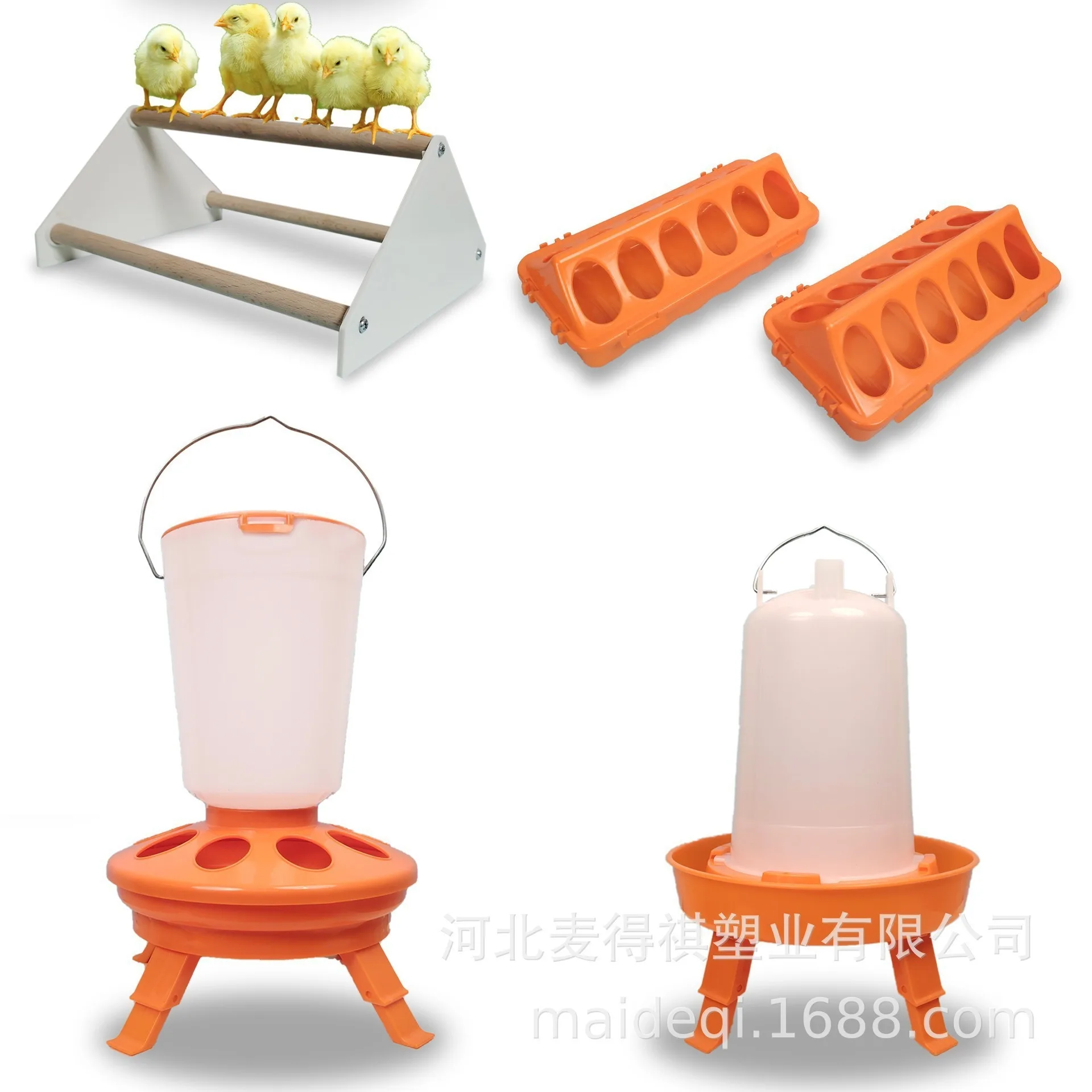 Chicken Feeder and Waterer, Round Bucket with Long Rectangular Wooden Stand, Patented Design, Durable and Easy to Clean