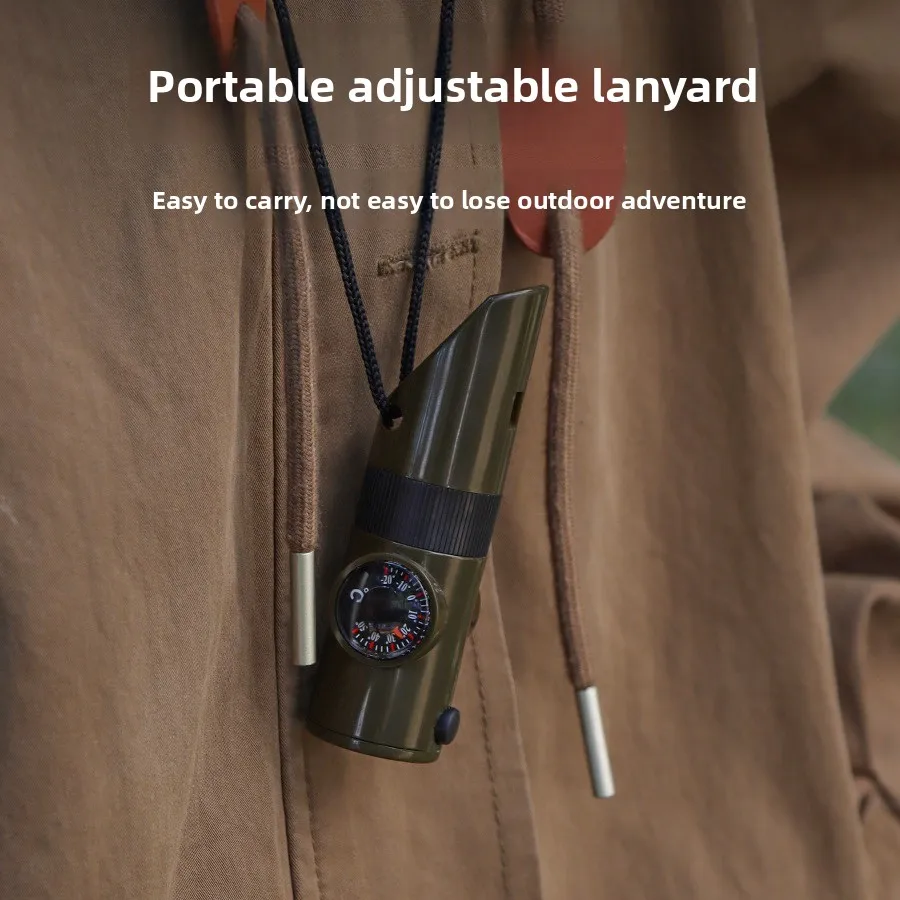 Emergency Survival Whistle Outdoor Multifunctional Whistle with Compass Thermometer Referee Whistle Camping Hiking Tools
