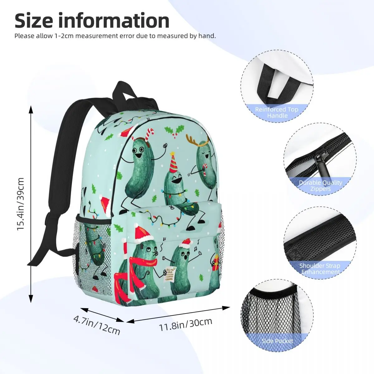 Holiday Pickle Party Backpacks Teenager Bookbag Casual Students School Bags Laptop Rucksack Shoulder Bag Large Capacity