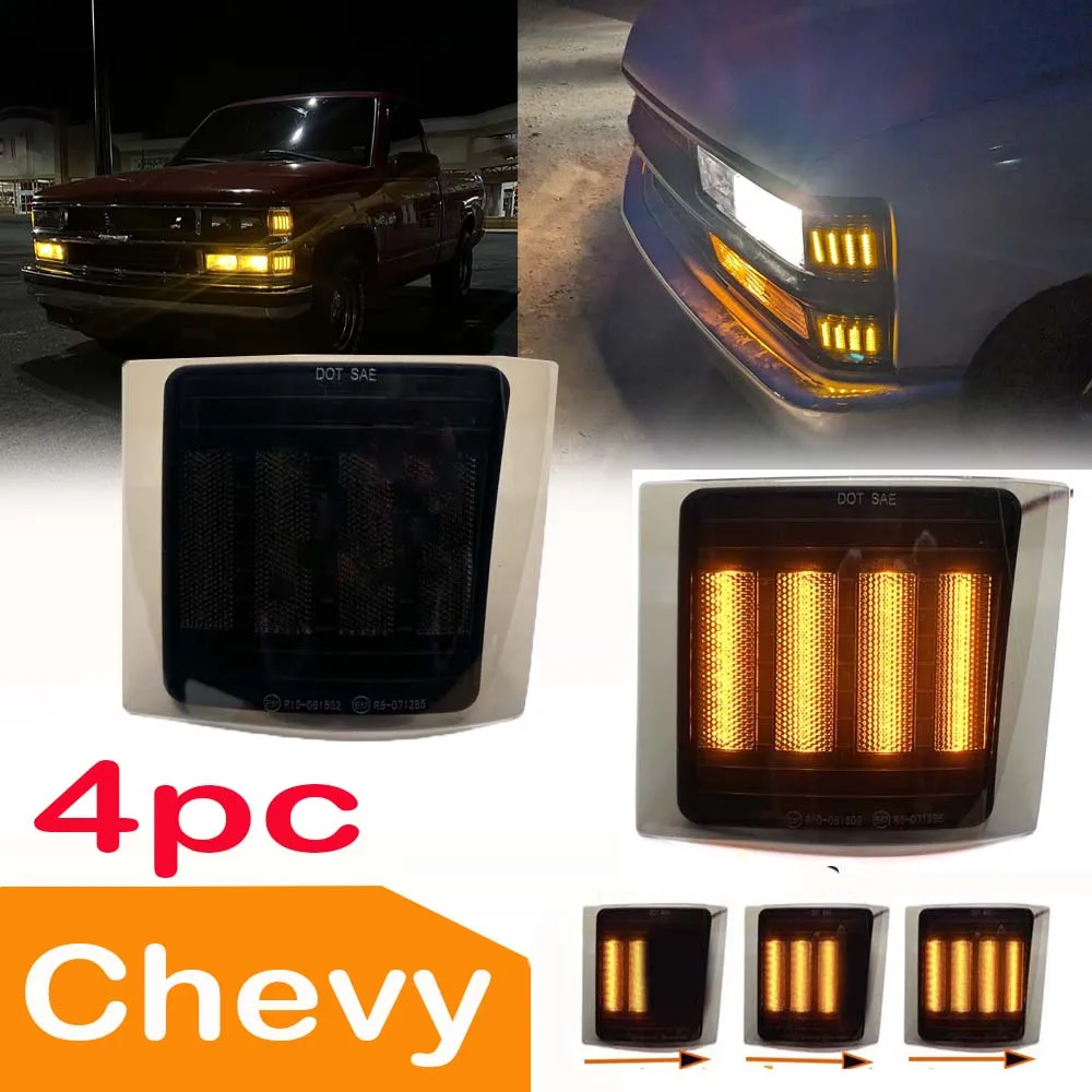

Светодиодный боковой указатель поворота автомобиля для Chevrolet C/K C10 1500 2500 3500 1994-1998 Tahoe Dynamic или без динамических угловых фонарей