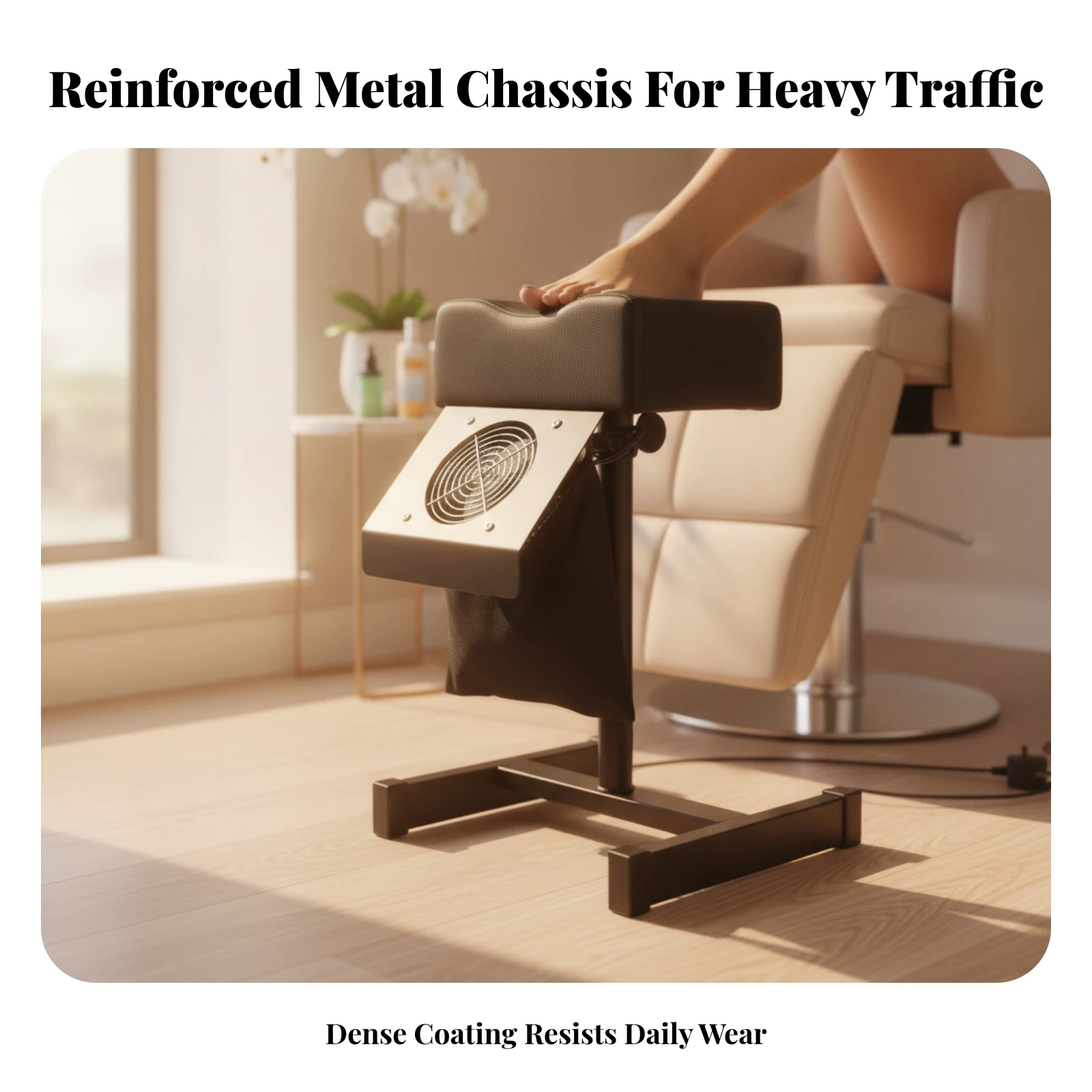 Pedicure Footrest with Drying Fan Stable Pedicure Footrest with Fan Furniture Padded for Pedicurists, Beauty Salons