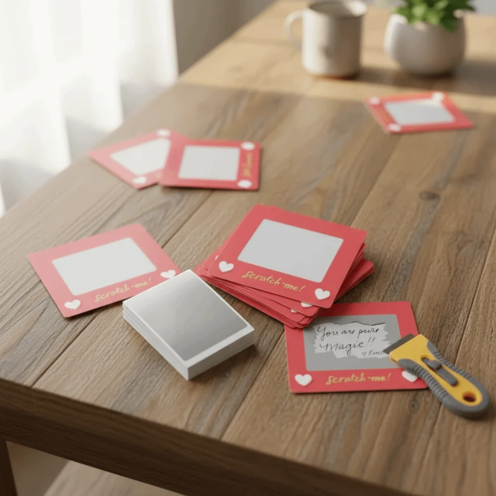 10 قطعة DIY بها بنفسك عيد الحب خدش بطاقة القلب نمط مستطيلة الحب قسيمة ورقة حمراء الذكرى لعبة تذاكر الطرف #3