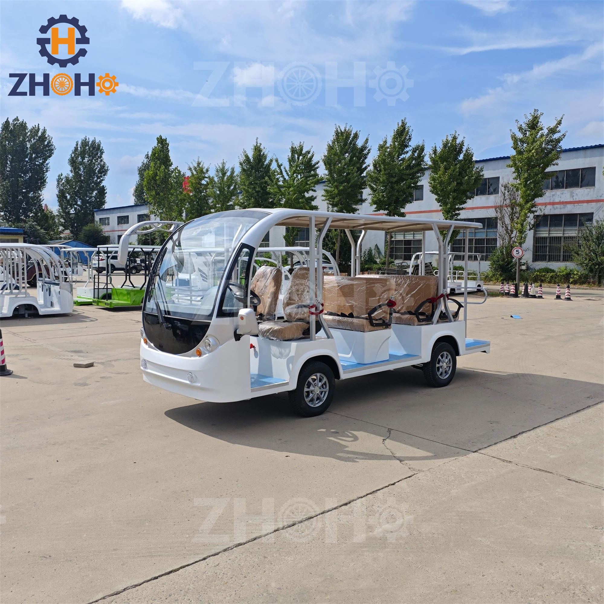 Factory Low Price City Electric Battery Operated Open Mini Tourist Shuttle Bus for Sightseeing Amusement Park