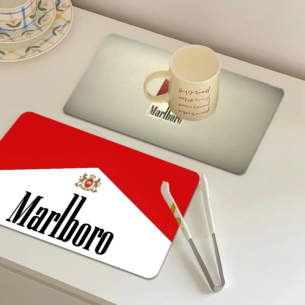 M-Marlboro LOGO Exquisite Kitchen Drain Pad Super Absorbent Dinnerware Placemat Desktop Decor Pads Drying Rug Bathroom Mat