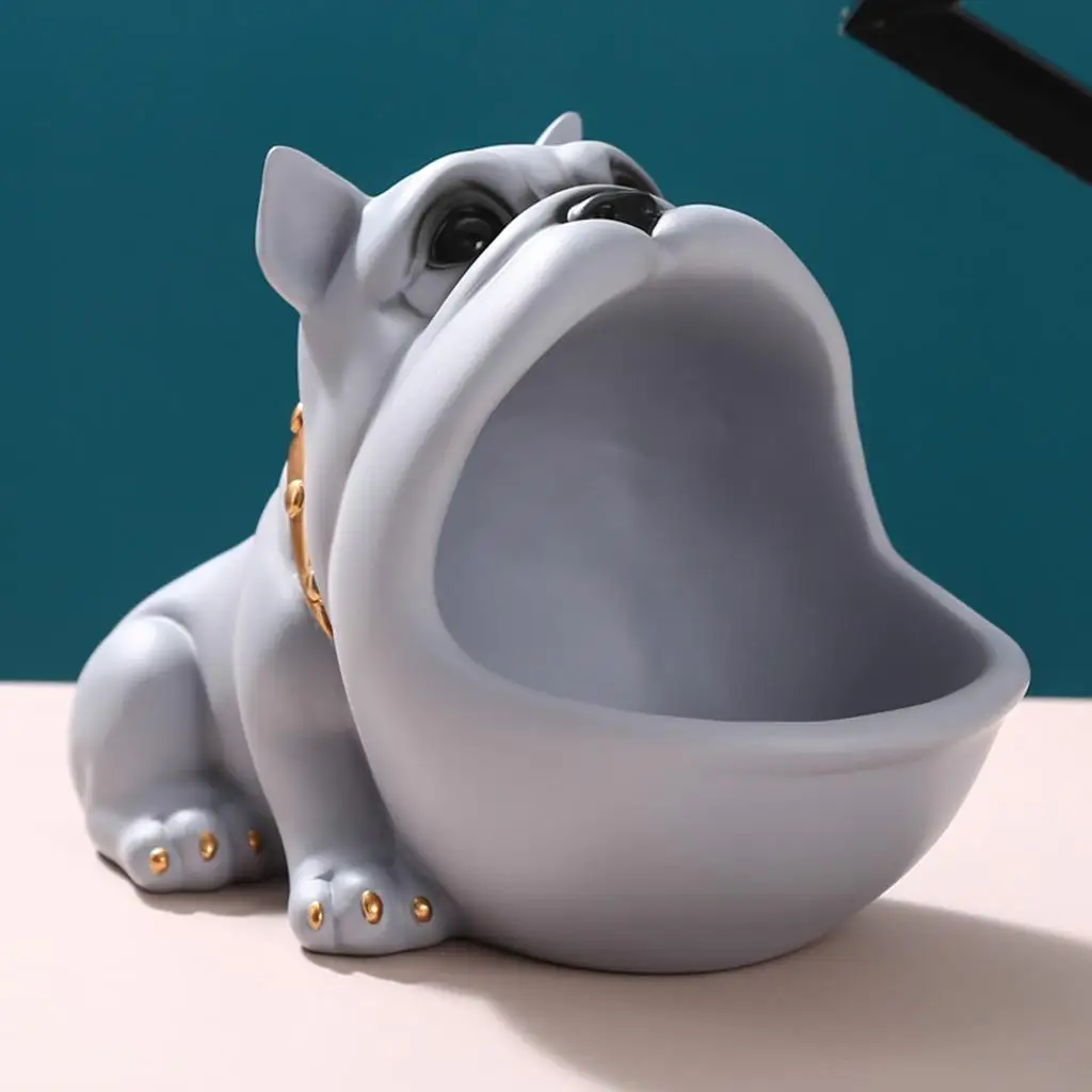 Resin Bulldog Statue Figurine Entrance Concealer Disk Decoration Best Gift