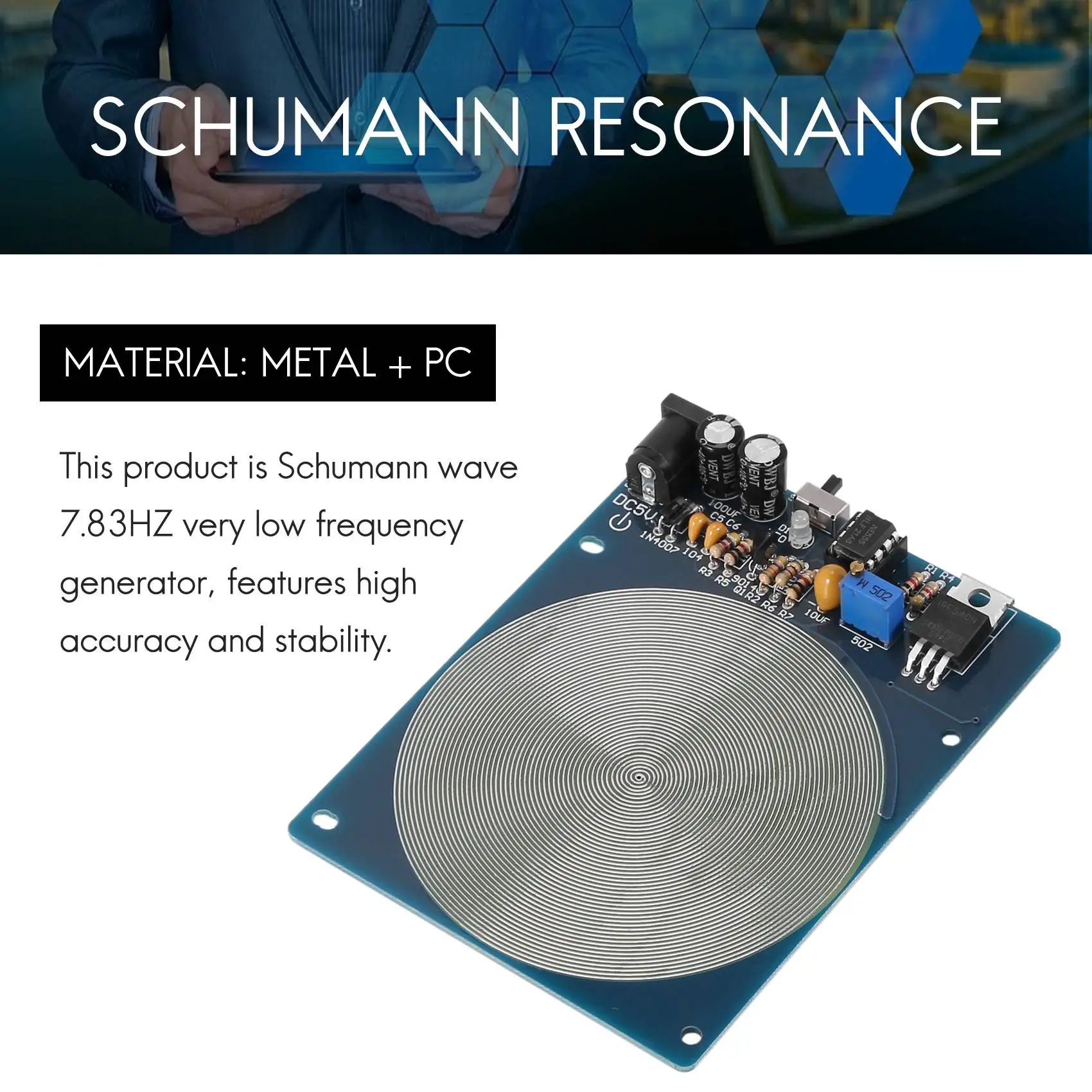 Dc 5V 7.83Hz Precision Resonance Ultra-Low Frequency Pulse Wave Generator Audio Resonator