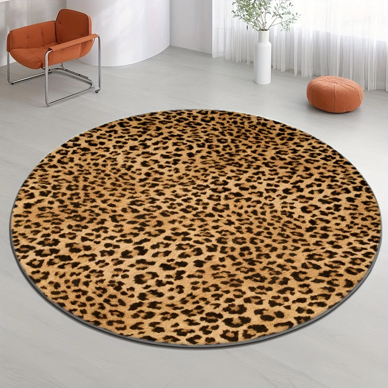 Wild Leopard Spot Animal Print Tan Black Round Carpet For Bold Bedroom Decor With Safari Spirit Carpet Roar Mat