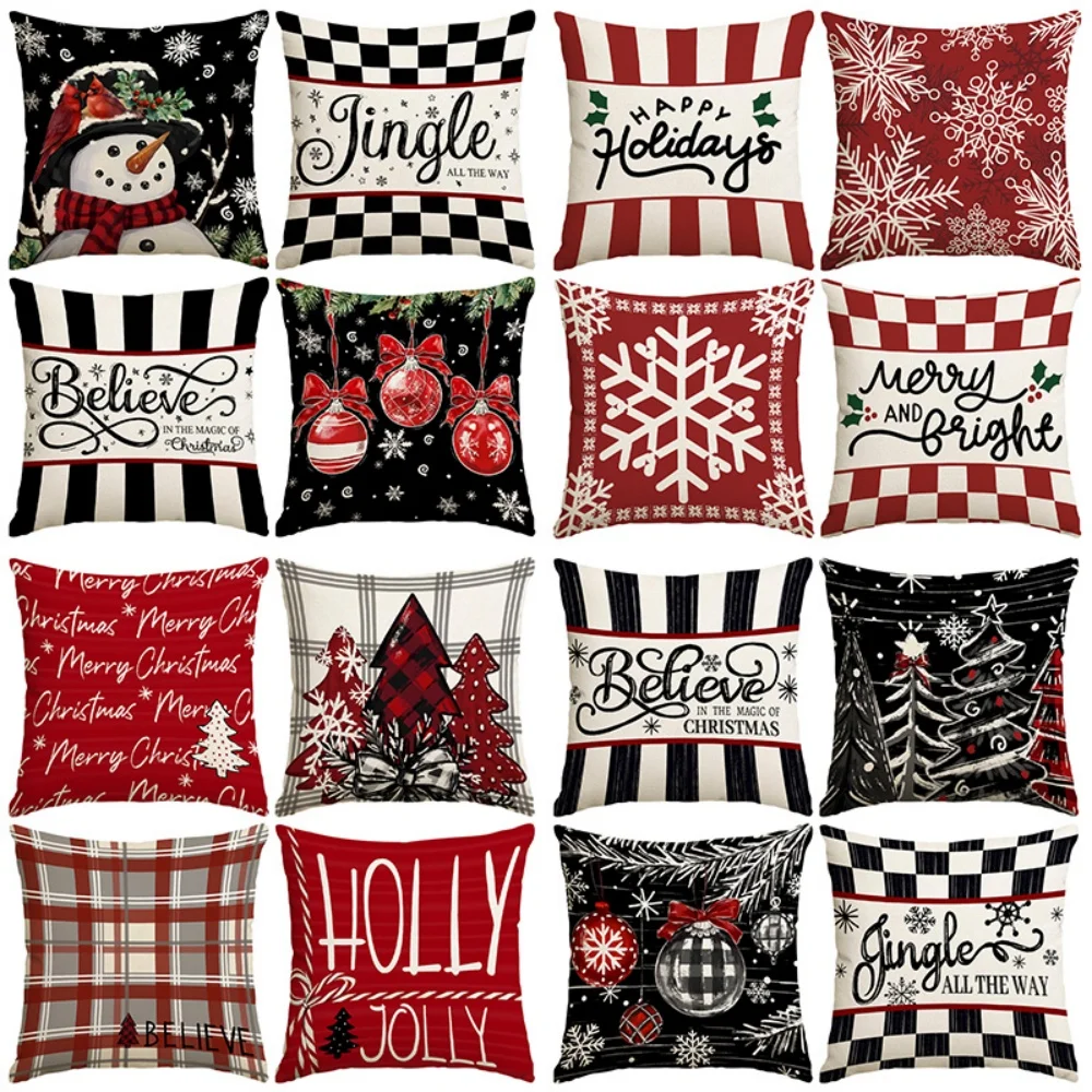 1Pc Christmas Throw Pillow, Christmas Ball, Christmas Tree, Snow Pattern - Double-Sided Design, Soft Plush Cushion with Insert