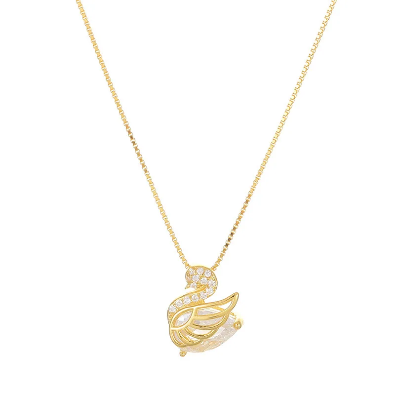 

925 sterling silver Little Swan necklace, high-end light luxury flash diamond collarbone chain