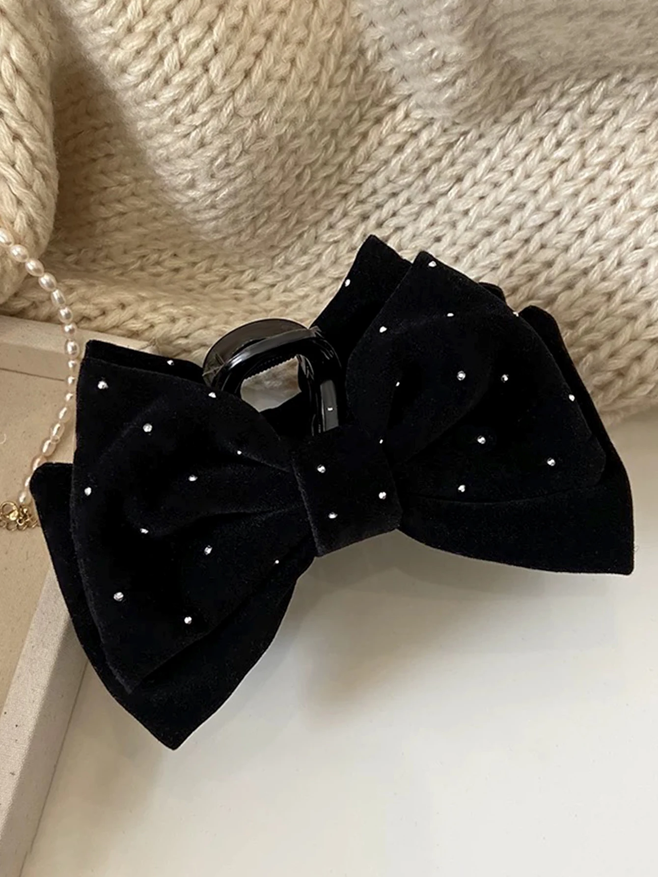 Premium Hair Clips for Women: Bow-knot Claw Clips for Thick and Thin Hair, Big Non-slip Bow Clips in Black