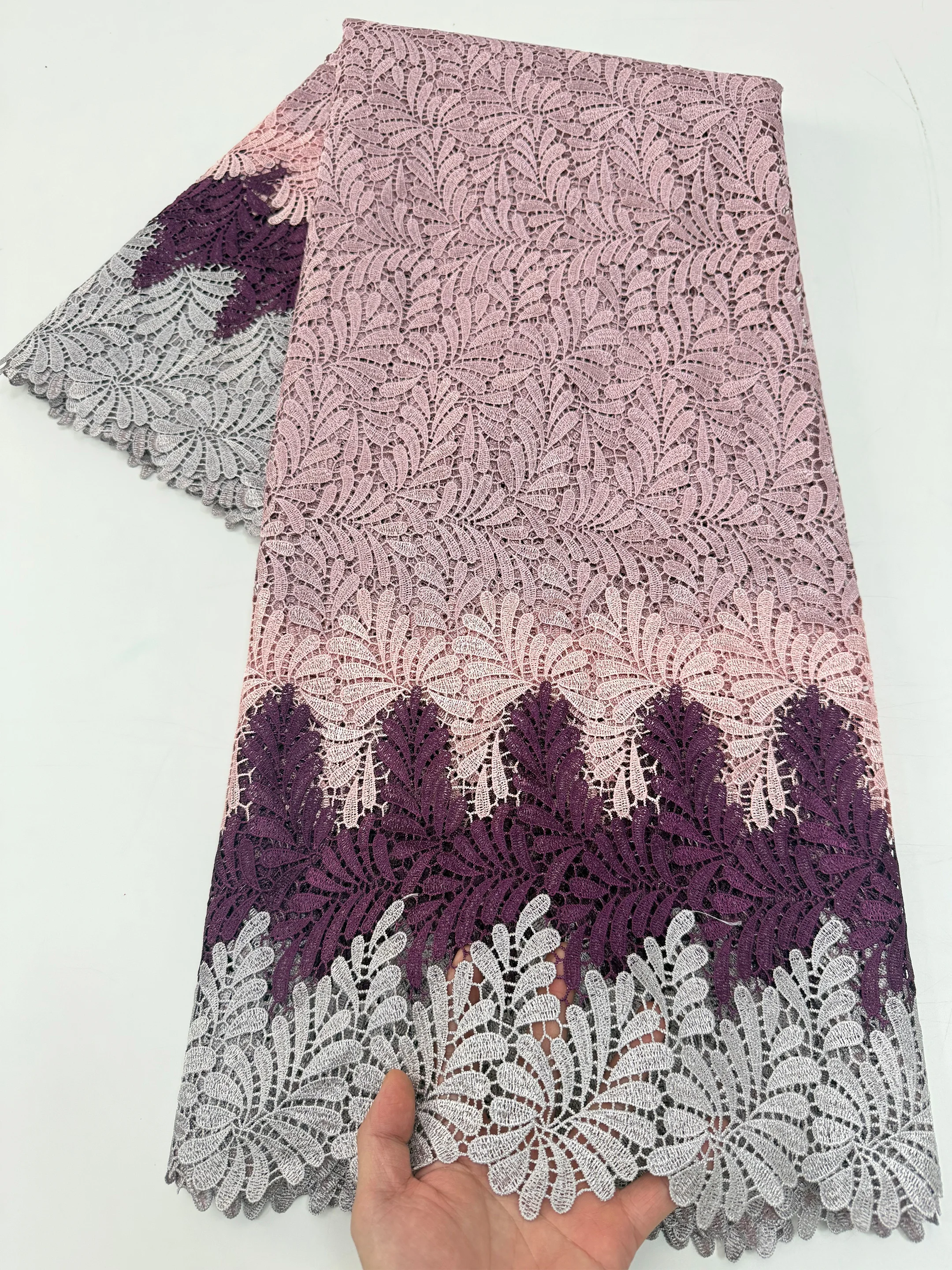 

African Guipure Cord Lace Fabric 5 Yards 2026 New Nigerian French Water Soluble Lace Fabric For Sewing Women Wedding Party Dress