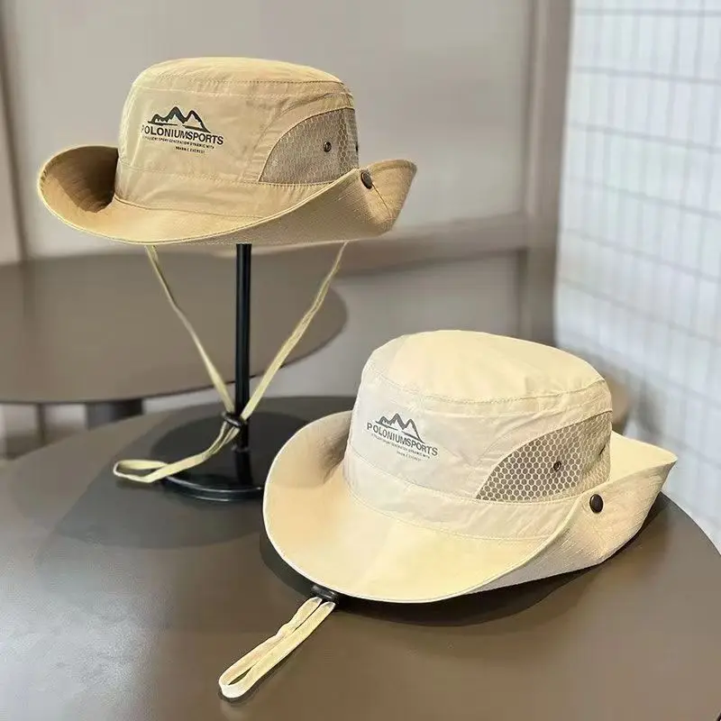 

Fashion Summer Wide Brim Bucket Hat Sun Protection Senior Quick-dry Fisherman Caps Breathable Portable Sun Hat Camping Hiking
