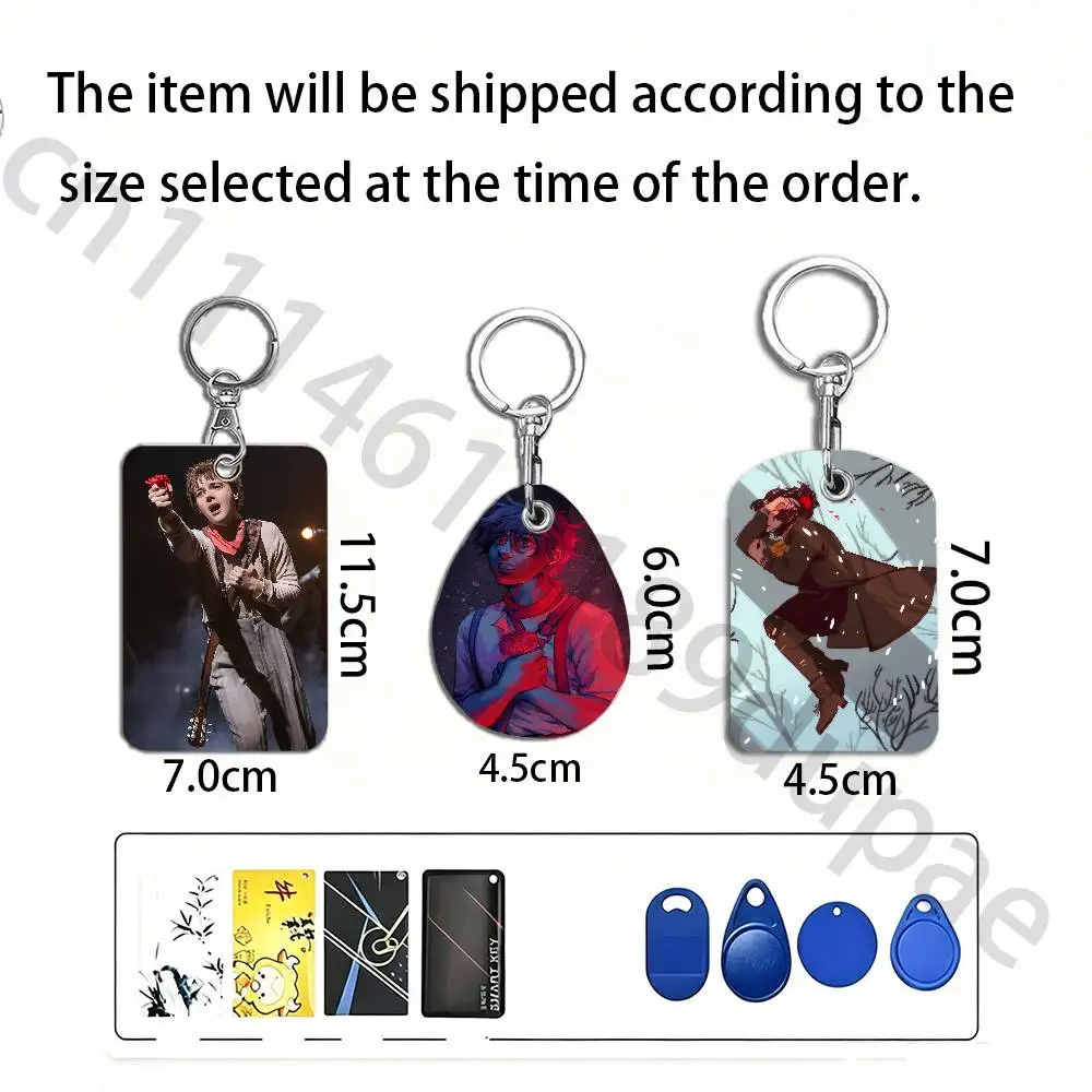 H-Hadestown Eurydice Protective Printed Leather Card Case Metal Keychain for Bank Credit Bus Subway ID Cards