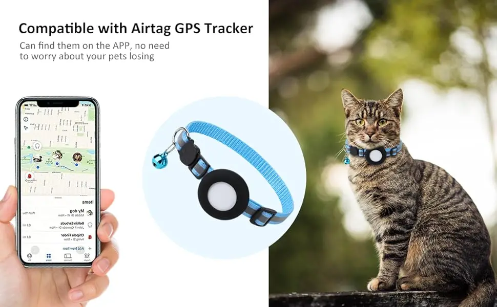 Airtag-Katzenhalsbandhalter, kleiner AirTag-Katzenhalsbandhalter, Silikonhülle für Katzen-, Hunde- und Haustierhalsbänder, Geschirrschlaufe – Detail 4