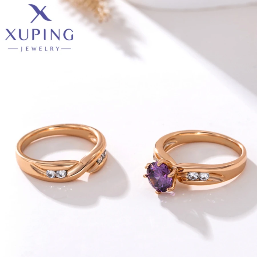 Xuping Jewelry New Fashion Circle Shape Gold Color Beautiful Rings for Women Schoolgirl Banquet Wedding Party Gifts S00084932