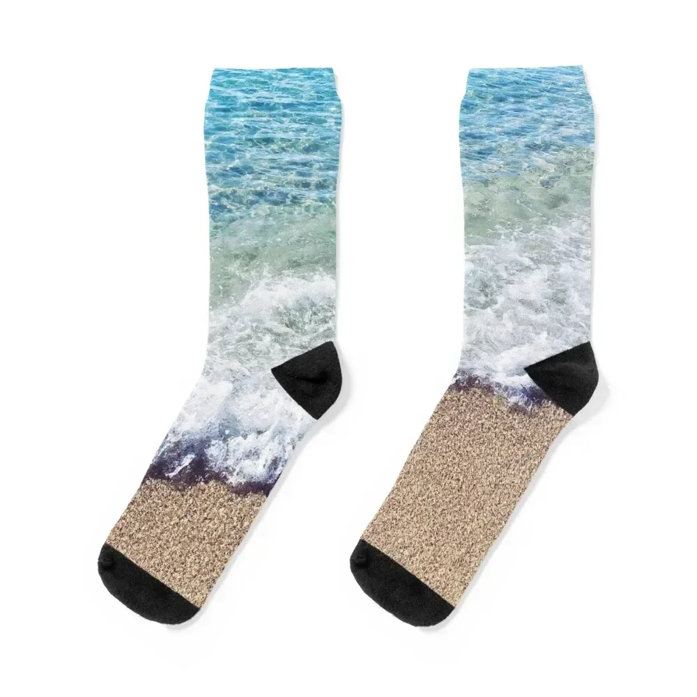 

Ocean Blue Shore Waves Socks Climbing designer brand Socks Women's Men's