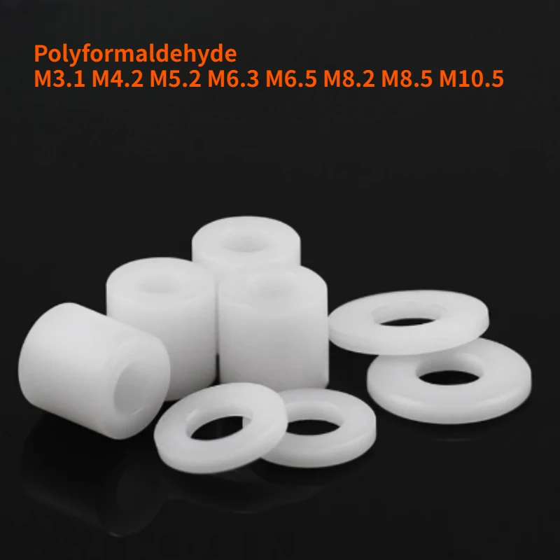 10/20/40pcs White POM Bushing Washer Round Hollow Unthread Standoff Spacer Sleeve Insulated Plastic Gasket M3.1- M10.5