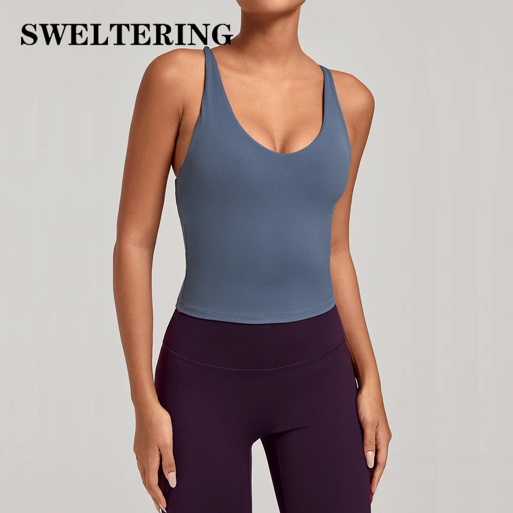 Cross Back Women Yoga Bra Gym Fitness Tight Sports Underwear High Strength Shockproof Workout Top Female Push Up With Chest Pad