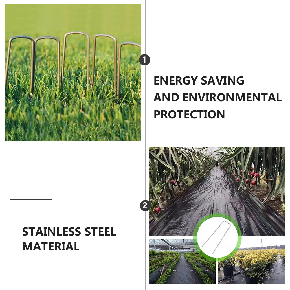 

Grass Fixing Nails 20cm U-Shaped Galvanized Steel Turf Tool Garden Pile Anti-rust Reusable Environmental Protection Soil Tension