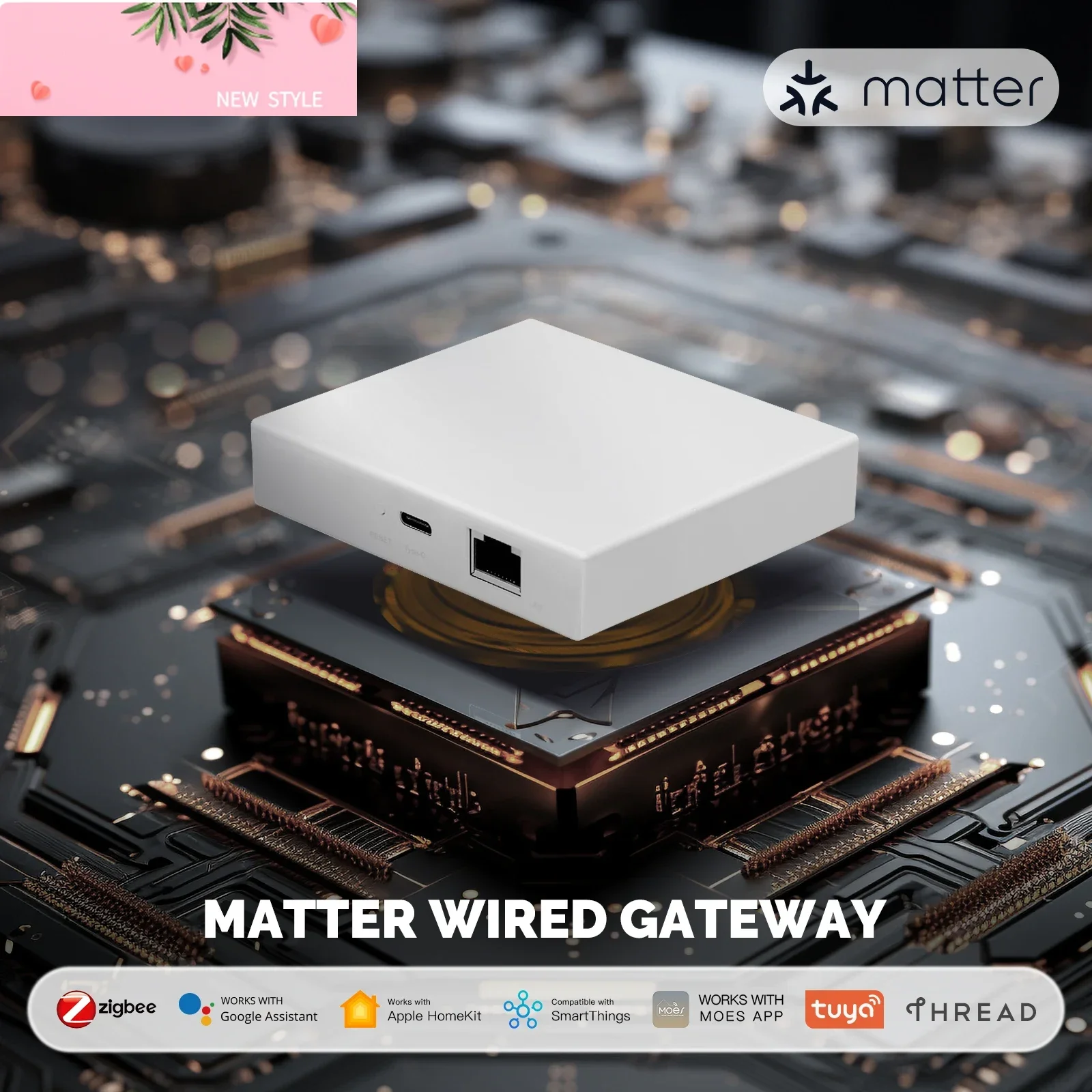 

MOES Tuya Zigbee Matter Thread Gateway Smart Home Bridge Matter Hub Support Voice Control Siri Homekit Smartthings Google Alexa
