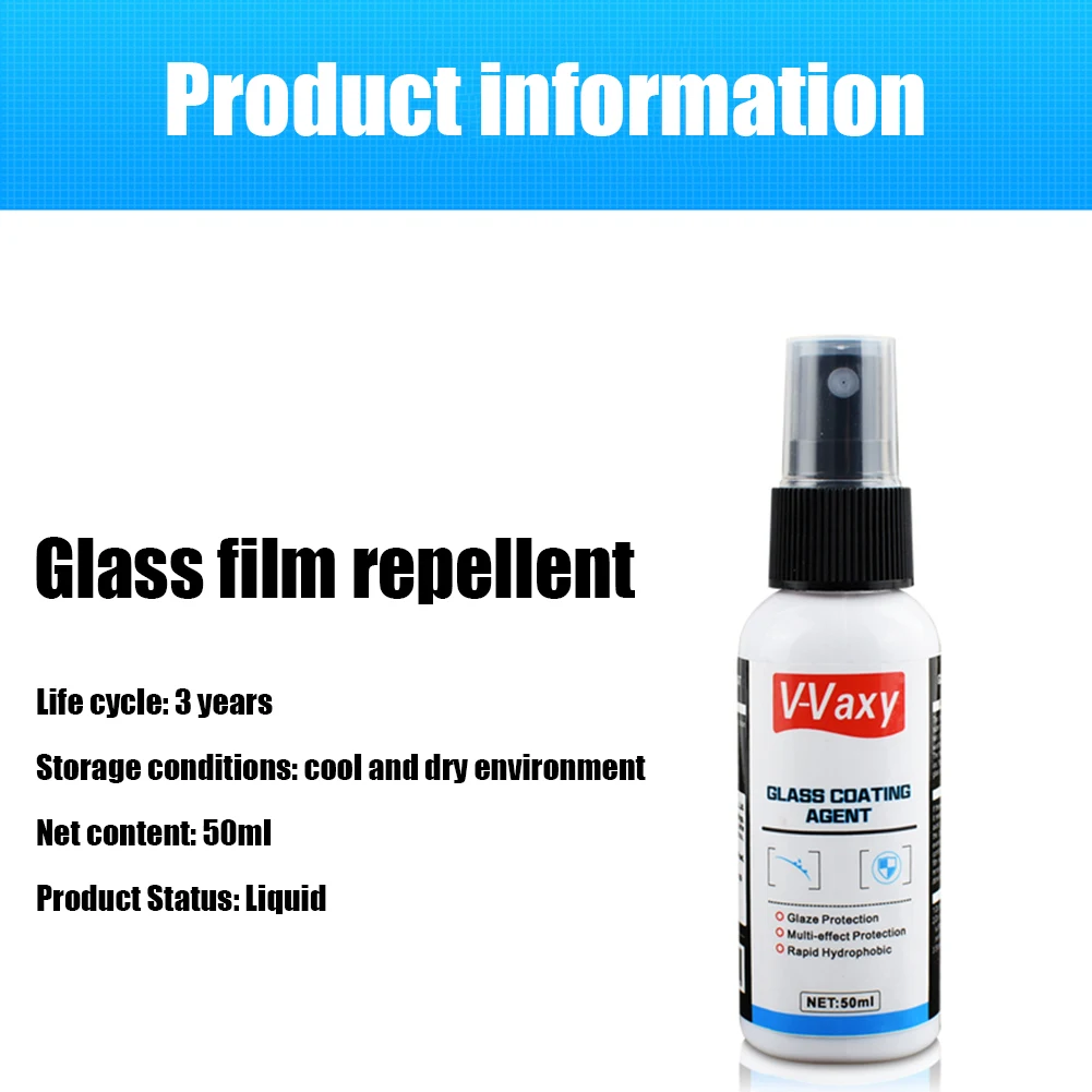 50/100ML Windshield Coating Agent Waterproof Rainproof Car Hydrophobic Coating Agent Side Mirror Window Glass Oil Remover