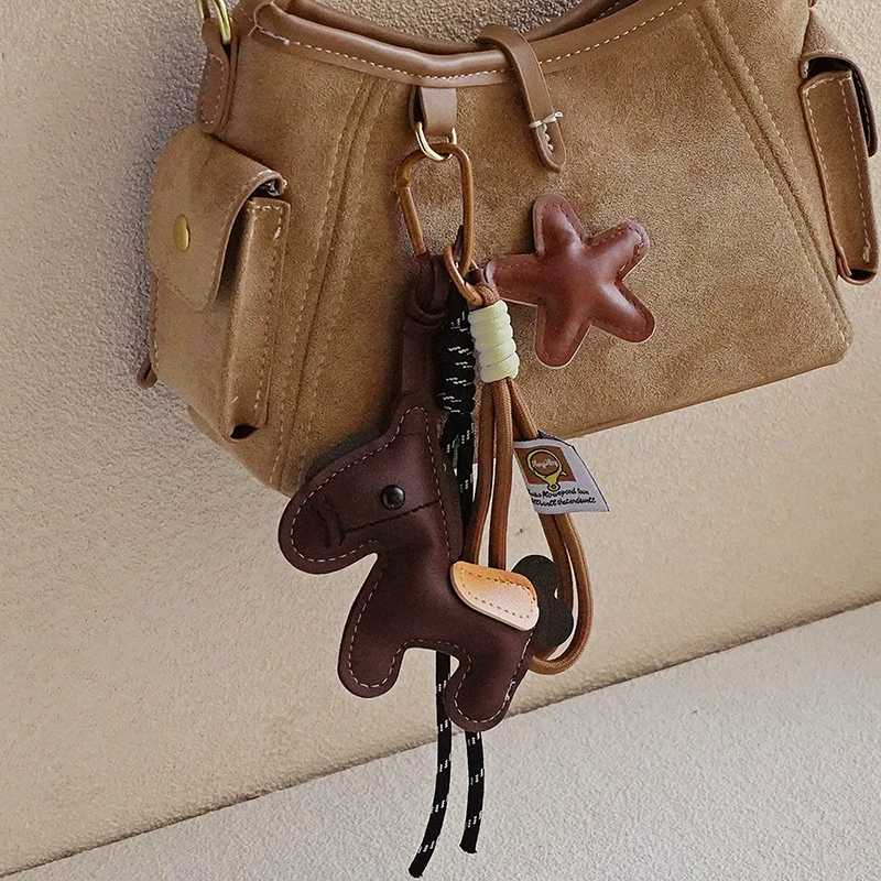 Leather Pony Keychain Backpack Charm Personalized Car Bag Pendant Miu Purse Femme Handbag Strap Decoration Gift