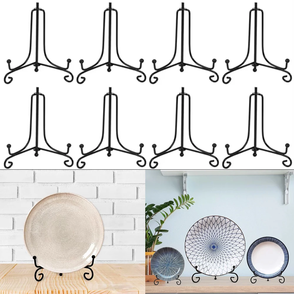

5Pcs 4 Inch Iron Display Stand Black Wire Iron Easel Plate Holder Dish Stand for Displaying Pictures Books Tablets and Arts