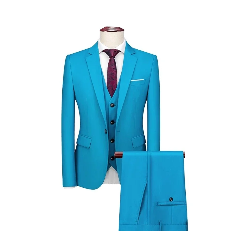 Men's Green Three-Piece Suit ,Wedding/Party/Business/Interview Menswear Sets, Available in Gray Red, Black, Blue, Purple,Yellow.