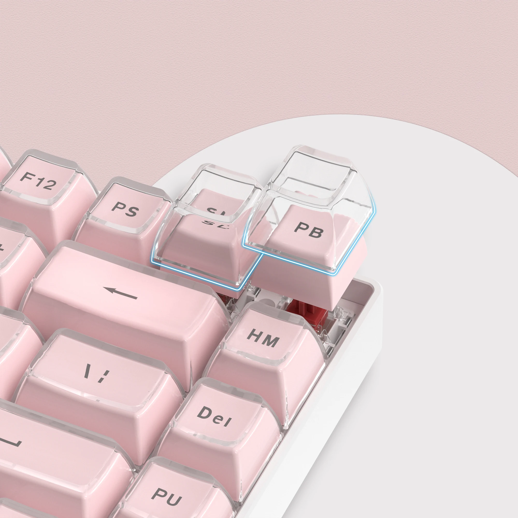 Imagem -03 - Transparente Top Impresso Keycaps Perfil Oem Artesanato Rosa Cristal Clear Keycaps para Switches mx Teclado Mecânico Jello Personalizado