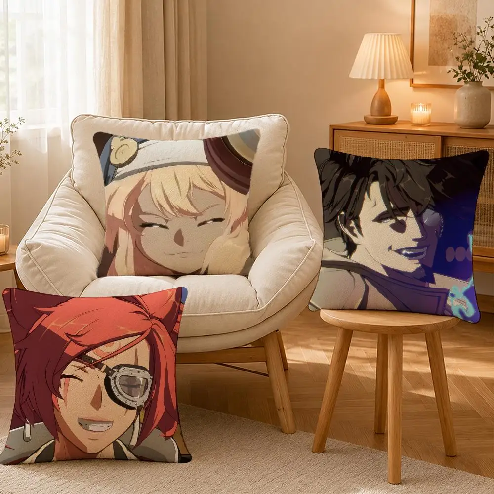 Game Guilty Gear Strive Combat Cushion Cover Personalized Short Plush Cushion Cover Sofa Pillowcase Bedroom Home Decor Gift