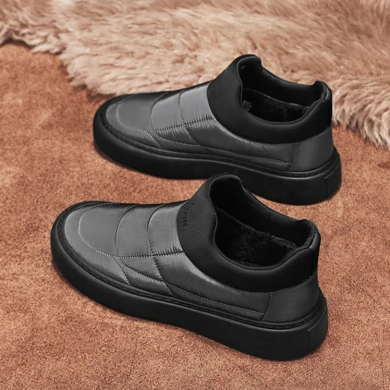 Winter New Fashion Plush Warm Cotton Shoes for Man Casual No-slip Thick-soled High-top Boots Waterproof Snow Boots Botas Hombre
