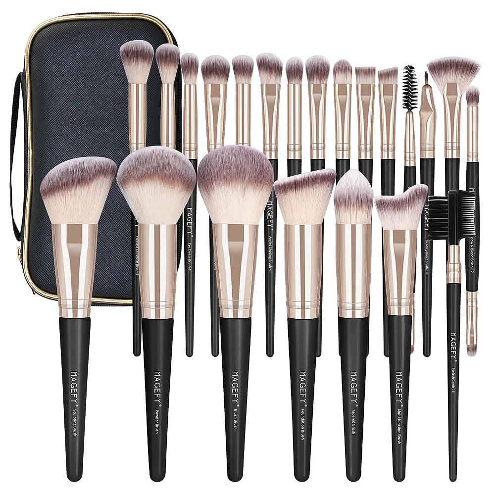 

Makeup Brushes, 22 Pcs Professional Premium Synthetic Makeup Brush Set with Case, Foundation Eyeshadow Brush Travel Make up Bru