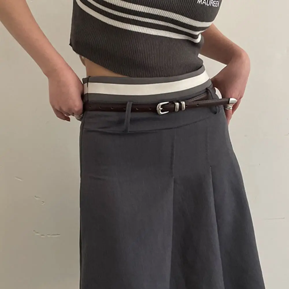 Cinturón ajustable informal para mujer, cinturón de cintura estilo coreano Harajuku Y2k de cuero Pu, pantalones vaqueros Retro, banda para la cintura para mujer
